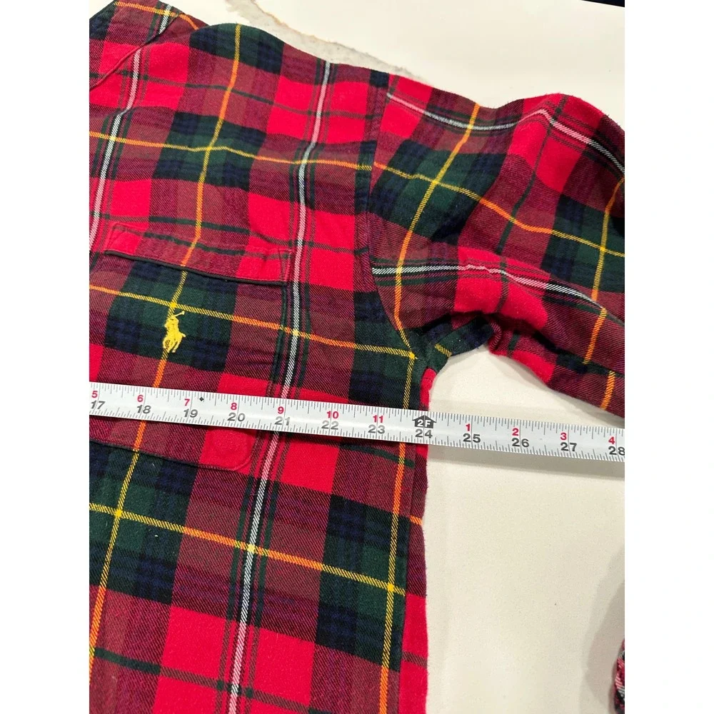 Polo Ralph Lauren Mens Red Plaid Flannel Nightshirt‎ Sleepwear Cotton Large L